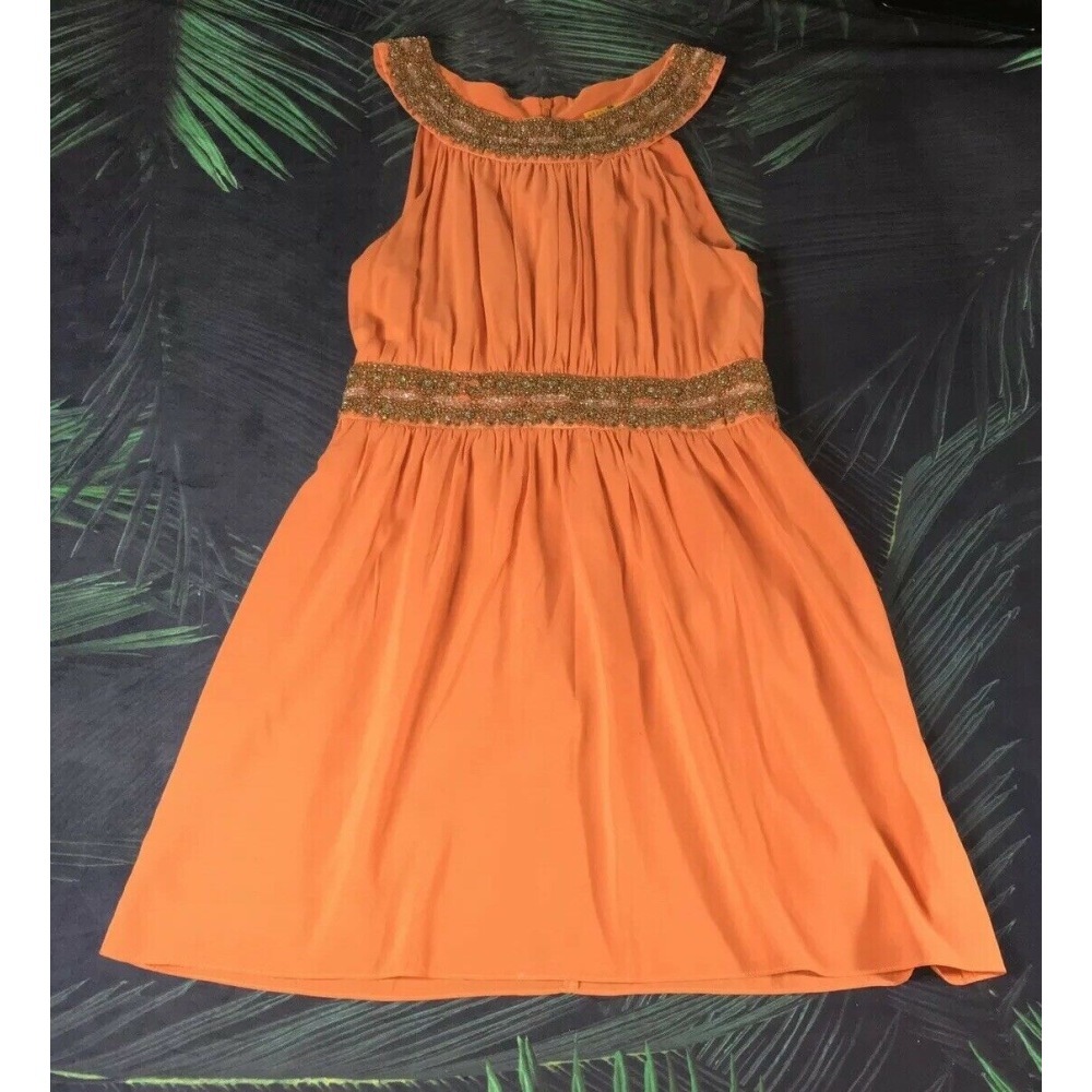 alice olivia Orange Embellished Silk Dress - S